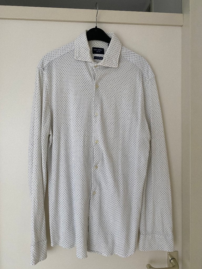 Dan John 100% Katoen Italiaans overhemd (43), Wit, Ophalen of Verzenden, Gedragen, Halswijdte 43/44 (XL)