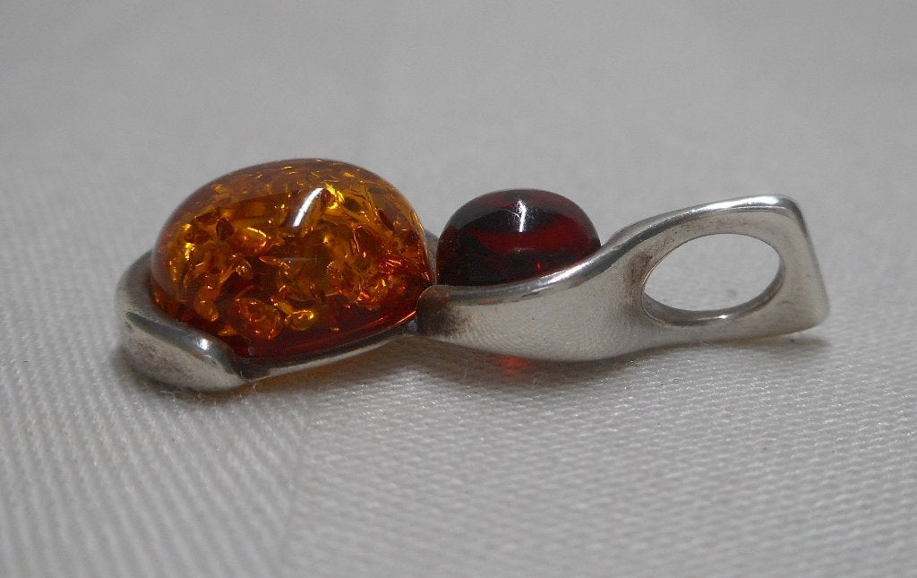 Zilveren hanger met barnstenen nr.1388, Sieraden, Tassen en Uiterlijk, Verzenden, Zo goed als nieuw, Zilver, Zilver