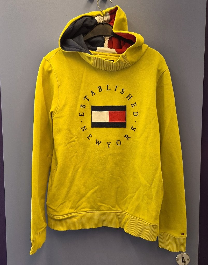 Tommy Hilfiger mosterd gele hoodie trui mt 176 / S nr, Kleding | Dames, ., Geel, Ophalen of Verzenden, Zo goed als nieuw
