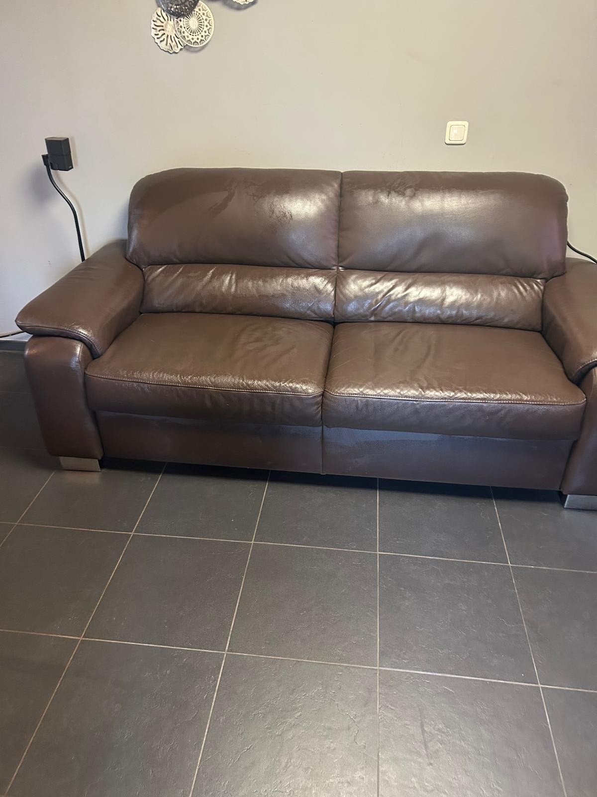 leren bank bruin, Huis en Inrichting, Ophalen, Gebruikt, 75 tot 100 cm