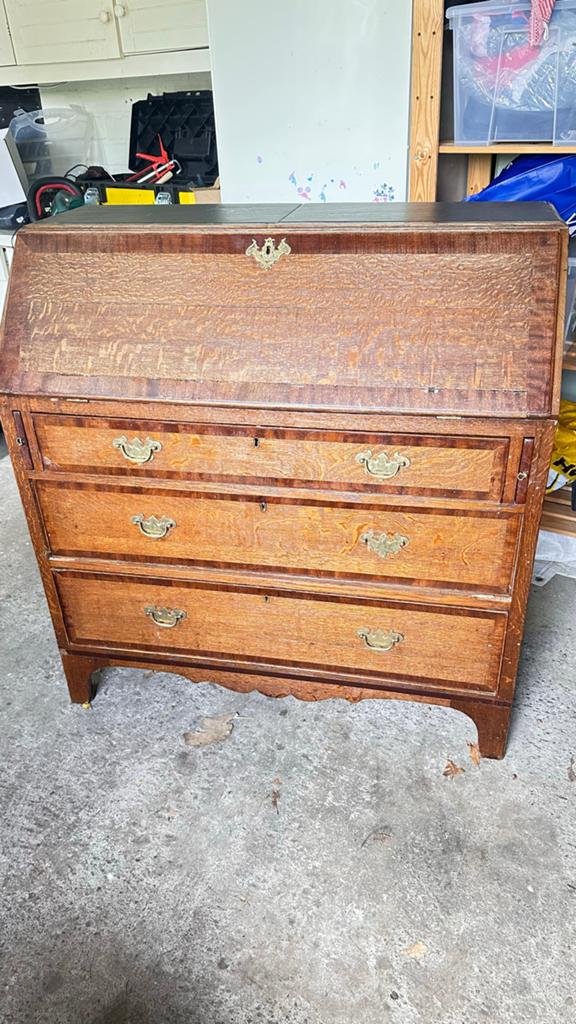 Antiek eiken secretaire met lades (gratis - opknapper!), Ophalen