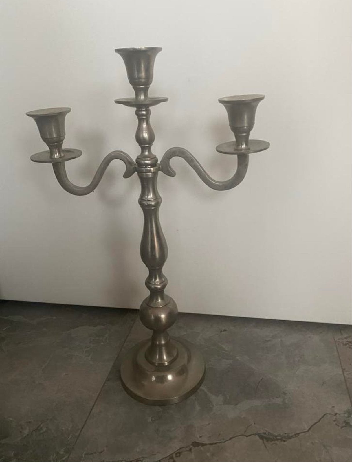 Antieke 3-armige kandelaar, Antiek en Kunst, Ophalen of Verzenden, Koper of Brons