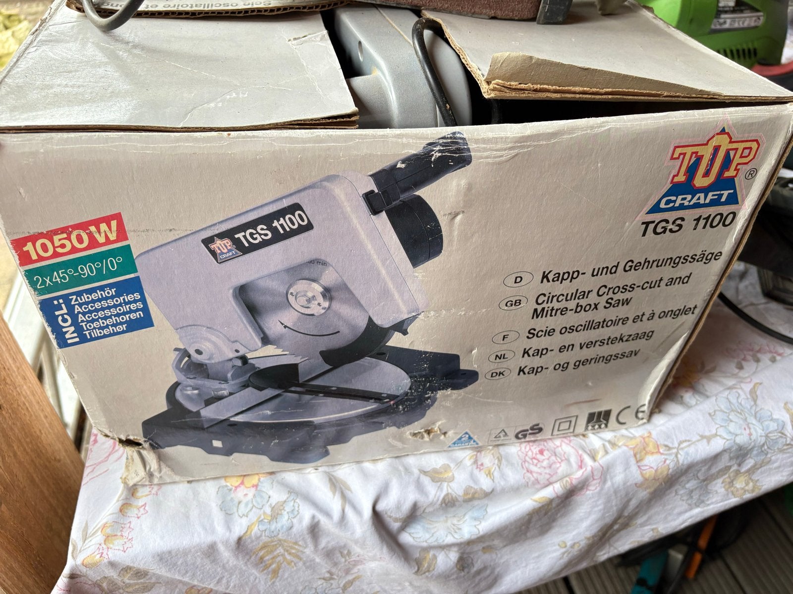 Top Craft TGS 1100 Kap- en Verstekzaag 1050W, Doe-het-zelf en Verbouw, Gebruikt, 70 mm of meer, 600 tot 1200 watt, Ophalen of Verzenden