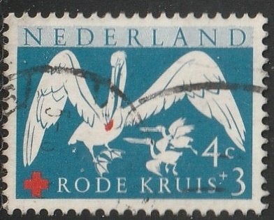 Nederland 1957 695 Rode Kruis 4c, Gest, Postzegels en Munten, Ophalen of Verzenden, Na 1940, Gestempeld
