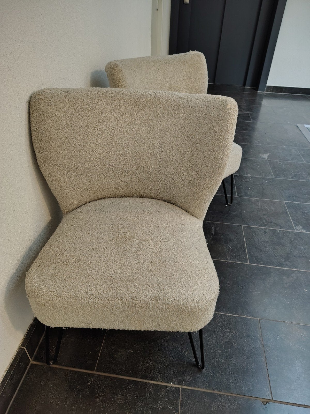 2 creme stoelen / fauteuils gratis., Ophalen, Gebruikt, 75 tot 100 cm, Stof