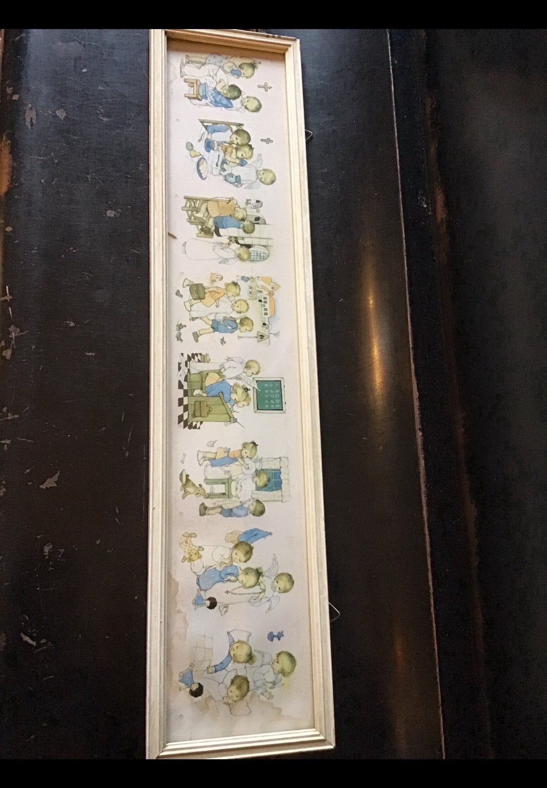Oude prent met kindjes en engel. Met een religieus karakter., Antiek en Kunst, Curiosa en Brocante, Ophalen of Verzenden