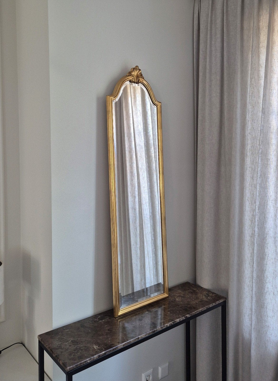 Gouden Vintage Wandspiegel DeKnudt | 130x40cm Goud, Minder dan 50 cm, 100 tot 150 cm, Ophalen of Verzenden, Zo goed als nieuw