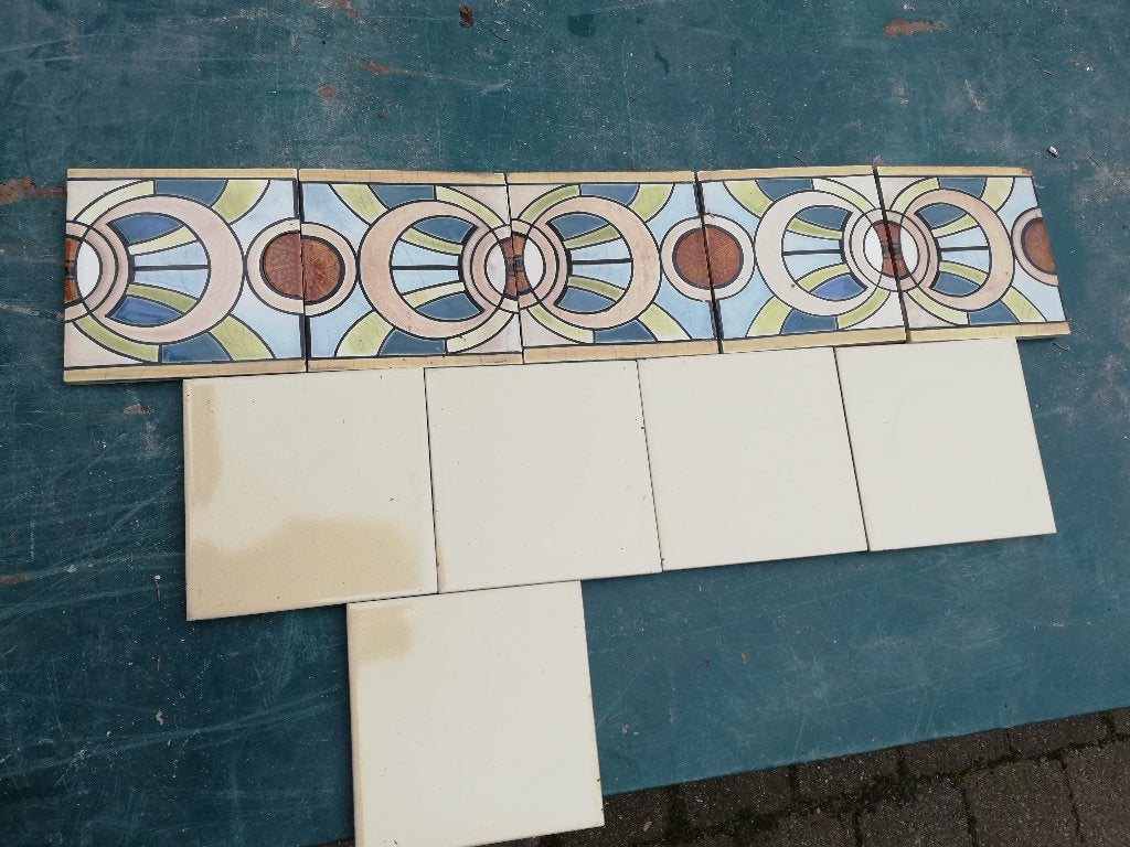 13+1 unieke art deco randtegels Maison Helman Bruxelles, Ophalen of Verzenden