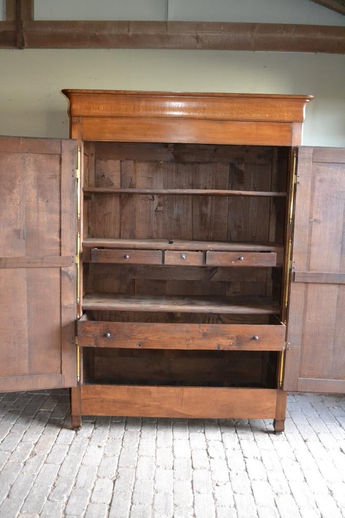 Prachtige strakke antieke eiken houten Louis Philippe kast., Verzenden