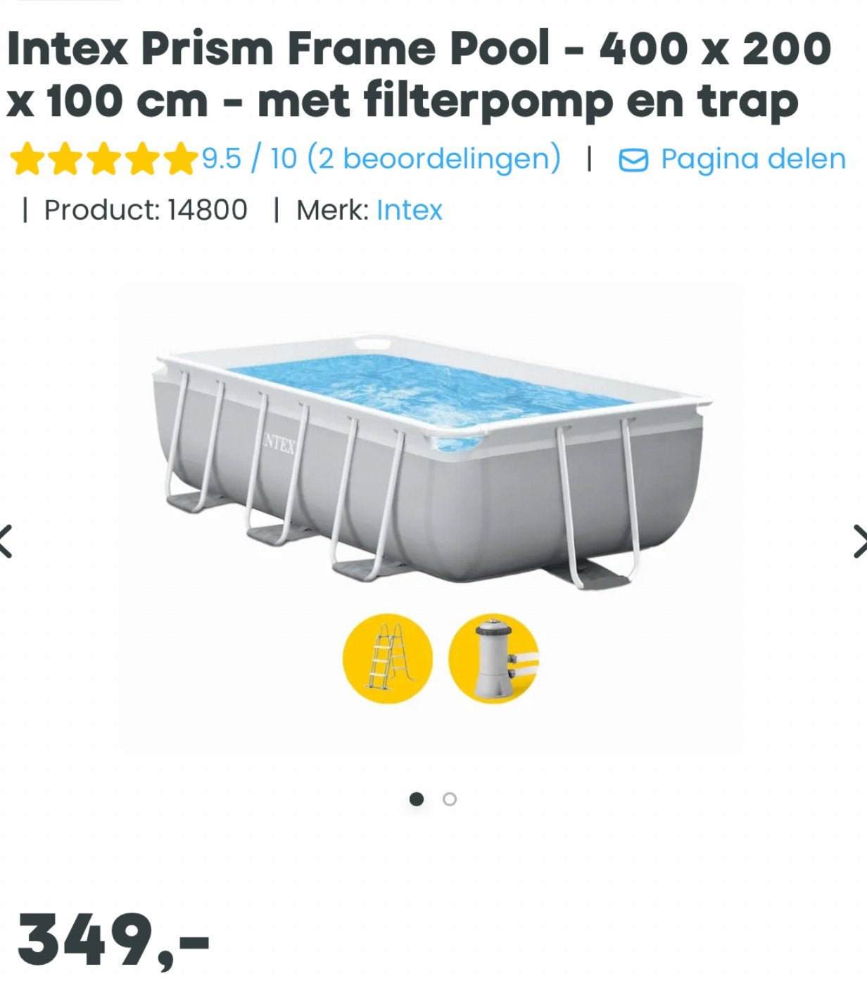 Intex Prism Frame zwembad - 400 x 200 x 100 cm, Ophalen, 200 tot 300 cm, 80 tot 120 cm, Zo goed als nieuw