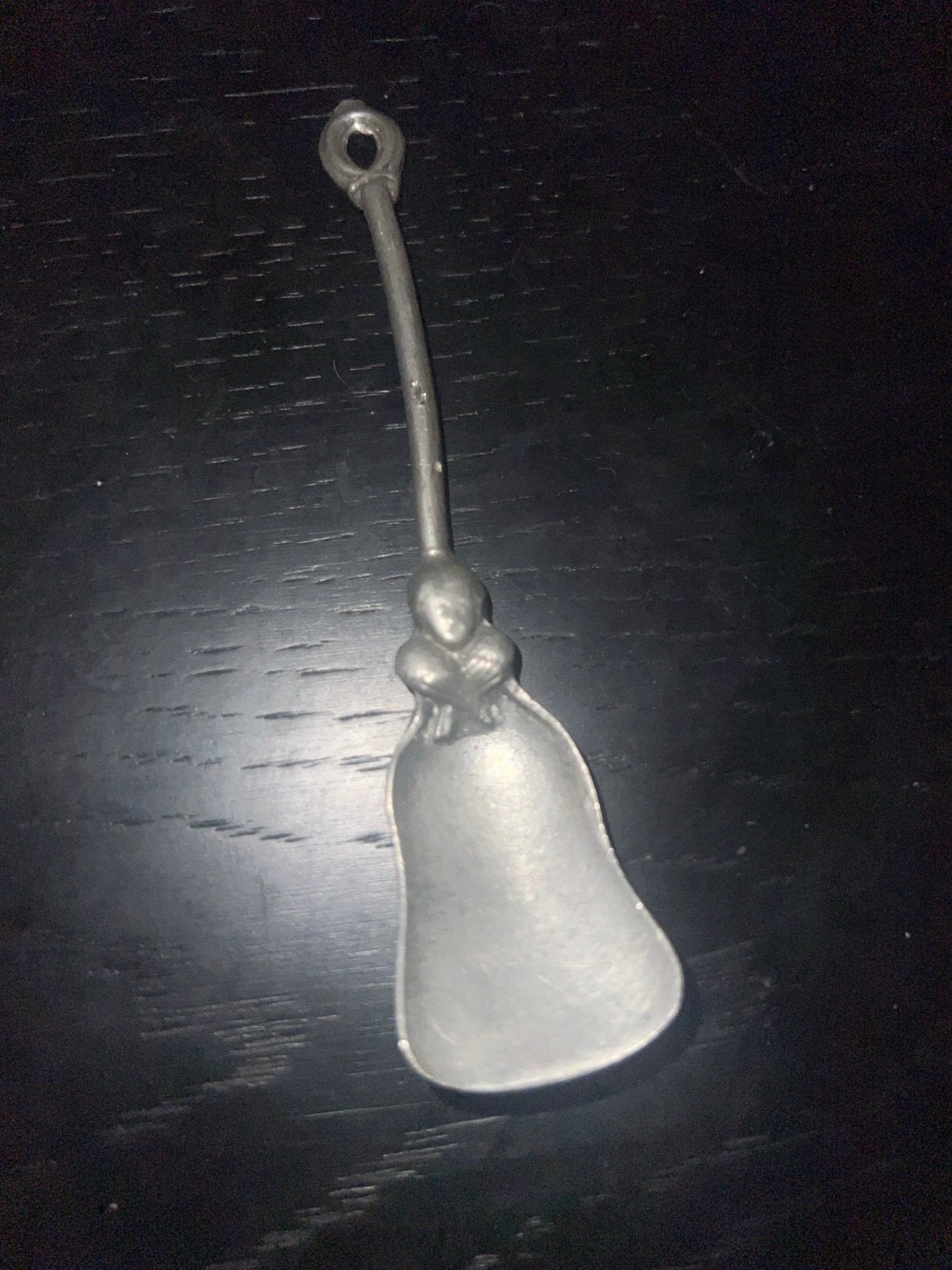 Antieke tinnen lepel met figuur - 94% tin, Ophalen of Verzenden
