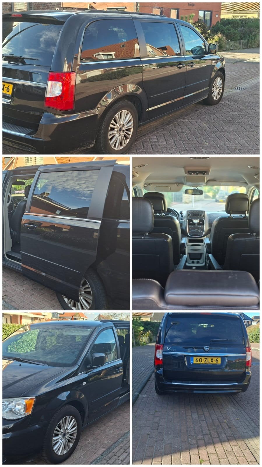 Lancia Voyager 3.6 V6 Pentastar 283PK 2013 Zwart, Auto's, 450 kg, 1991 kg, 7 stoelen, Zwart