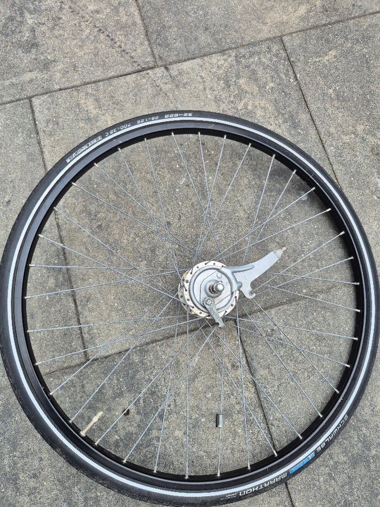 Voorwiel 28 inch met trommelrem, Fietsen en Brommers, Fietsonderdelen, Ophalen of Verzenden, Stadsfiets, Wiel, Aluminium