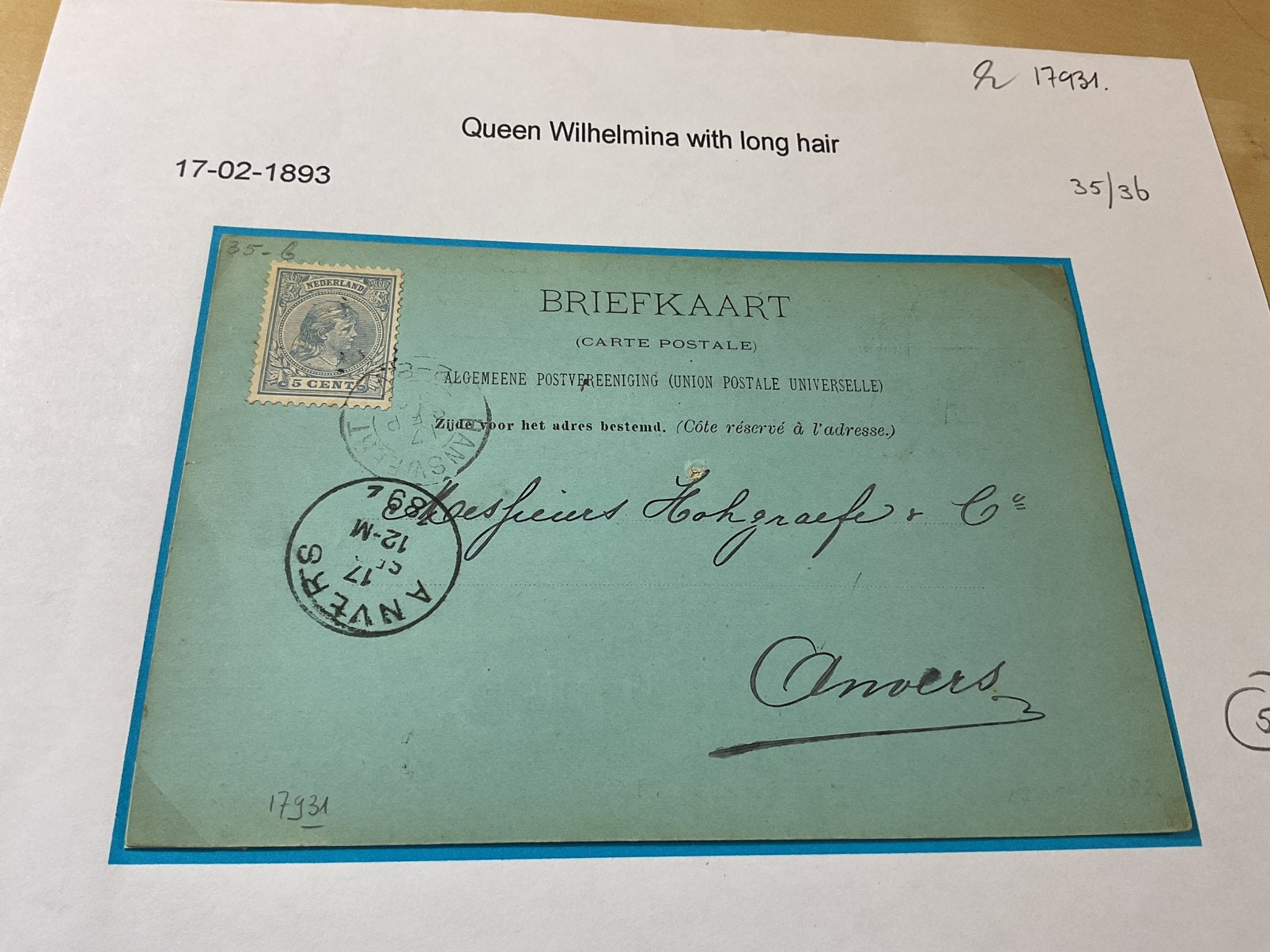 Nederland briefkaart met stempel Hansweert naar Antwerpen, Ophalen of Verzenden, Briefkaart