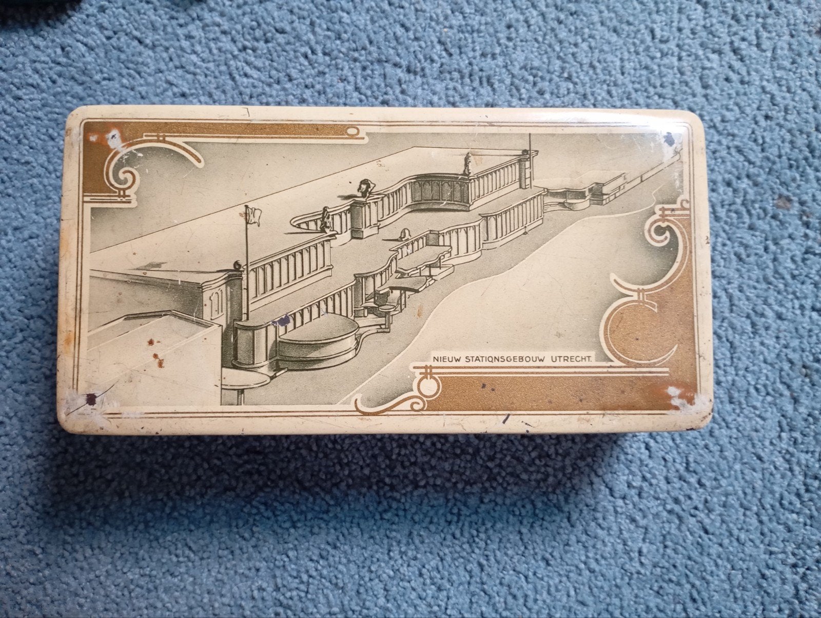 Vintage Utrecht Stationsgebouw Blik 1939 izgst, Ophalen of Verzenden, Zilver