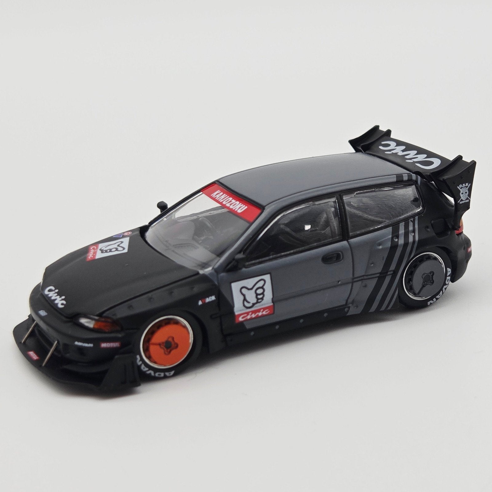 Pop Race – Pandem Civic EG6 *Kanjozoku*, black/gray/red, Mymodelcar@outlook.com, Auto, Ophalen of Verzenden, Pop Race