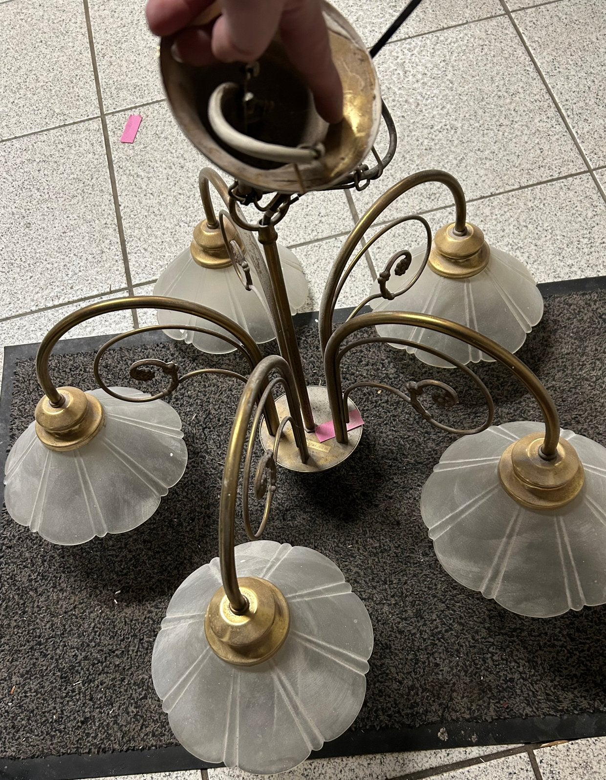 5 lamps messing, Huis en Inrichting, Lampen | Kroonluchters, Ophalen, Gebruikt, Oud