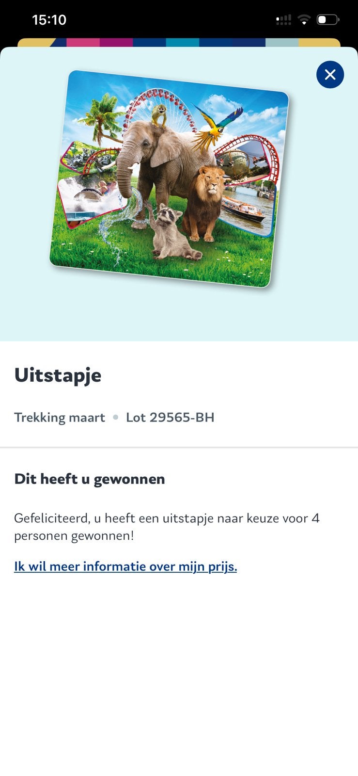 Uitstapje vriendenloterij 4 personen, Drie personen of meer, Ticket of Toegangskaart