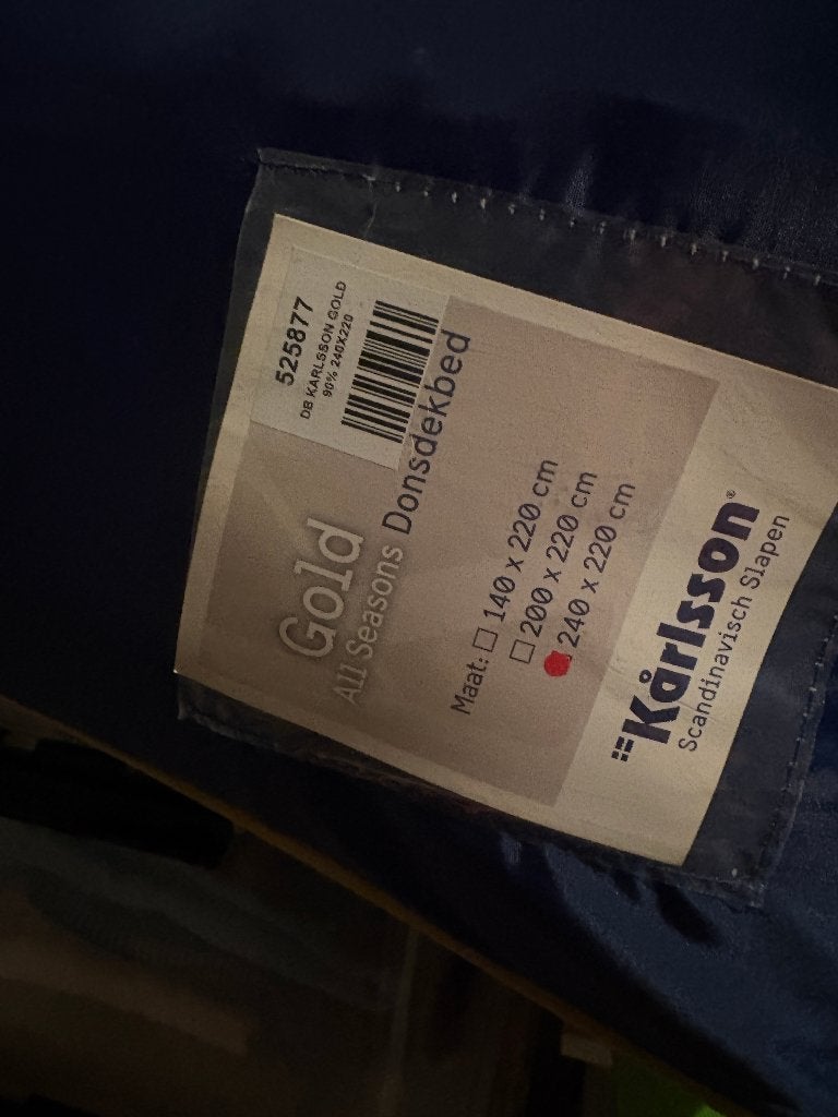Te koop; Karlsson Gold dekbed, Ophalen, Wit, Dons en Veren, Deken of Dekbed