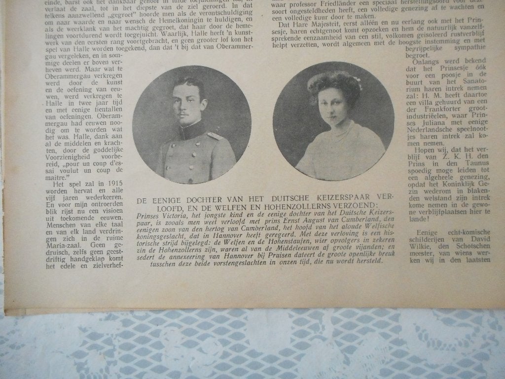 Hohenzollern. Huwelijk Pr. Victoria en Ernst August. 1913., Ophalen of Verzenden, Gebruikt, Kaart, Foto of Prent