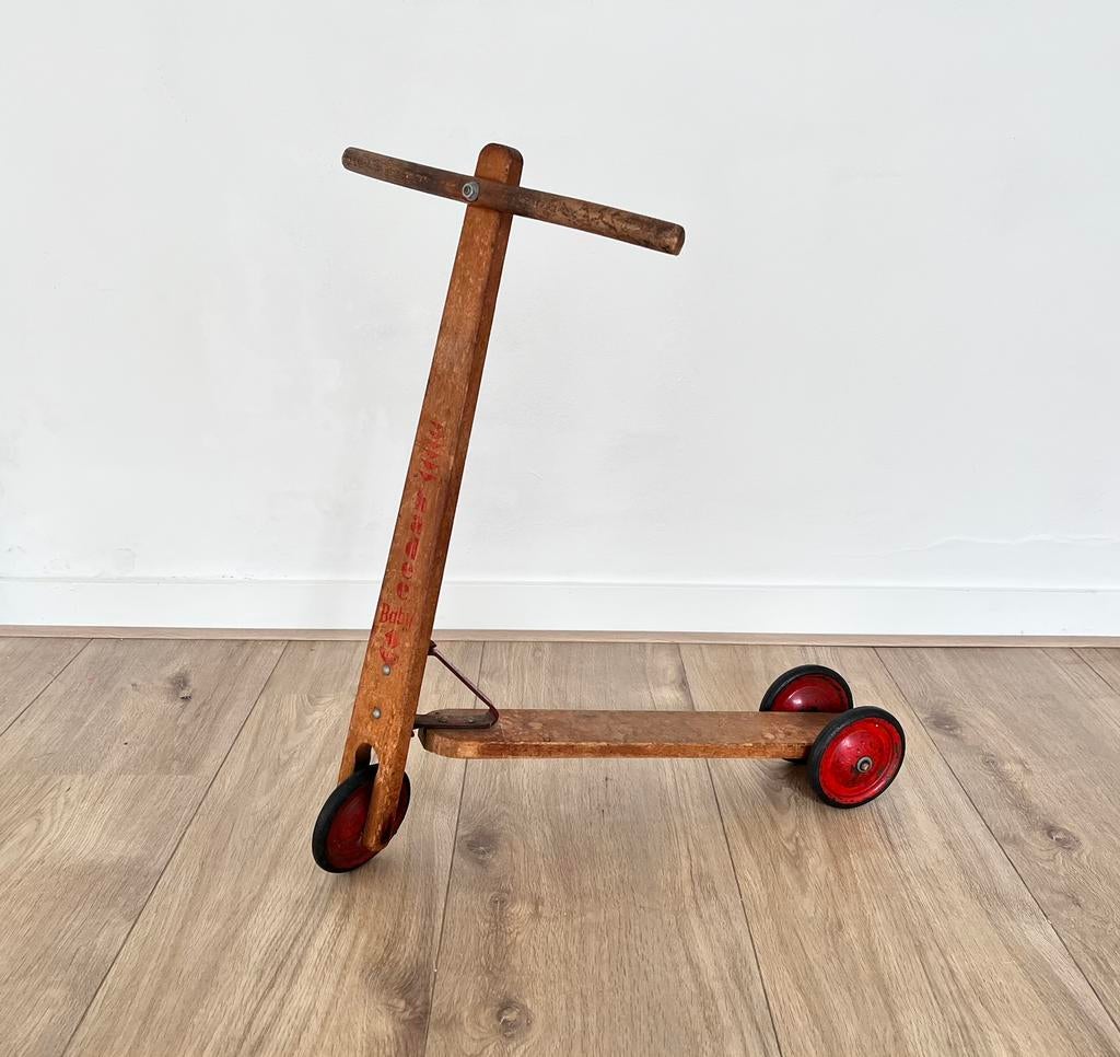 Vintage houten step, autoped, Hadee, Antiek en Kunst, Curiosa en Brocante, Ophalen