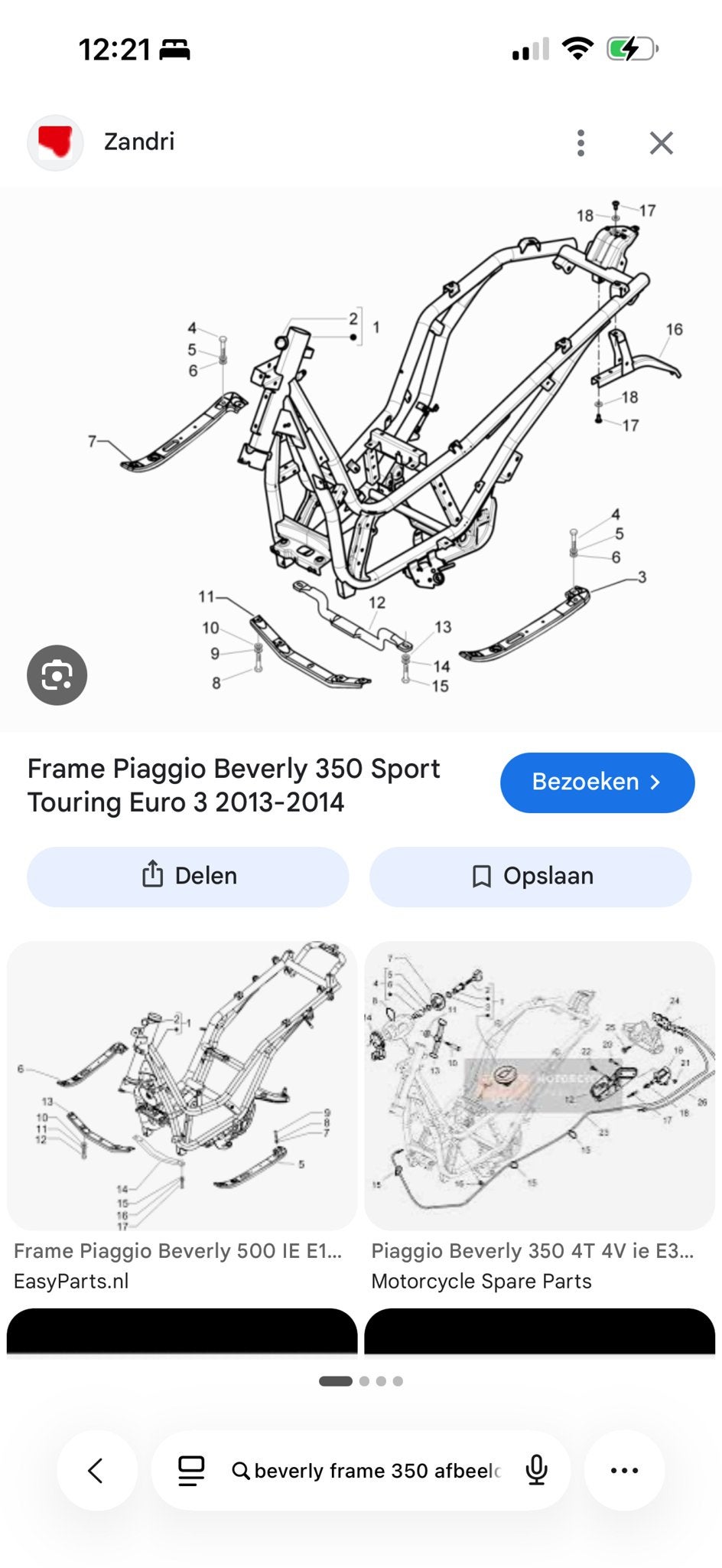 Frame Piaggio Beverly 350 2015 - Tekooo, Ophalen of Verzenden, Gebruikt