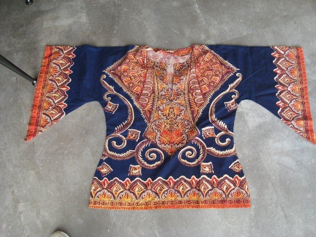 70s vintage dashiki shirt met engelmouwen maat m, Kleding | Dames, Maat 38/40 (M), Ophalen of Verzenden, Overige thema's, Kleding