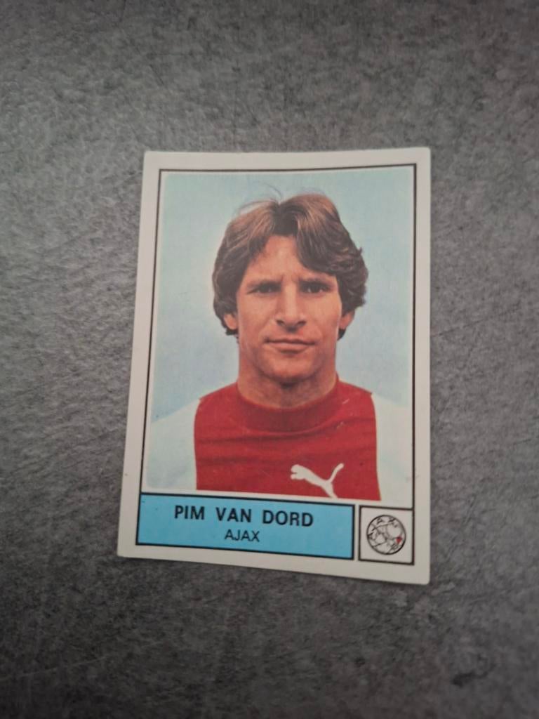 Panini sticker Voetbal 78. Speler Pim van Dord Ajax., Verzenden, Zo goed als nieuw, Sticker