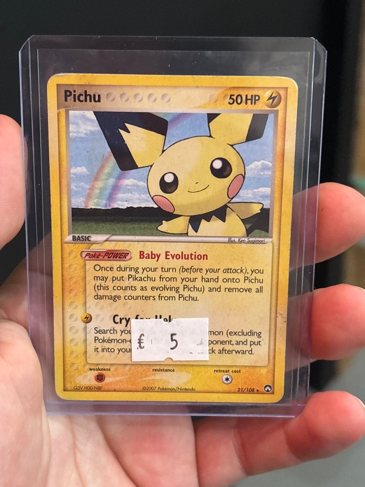 Pichu Pokémon kaart 2007 - pichu 21, Ophalen of Verzenden, Zo goed als nieuw, Losse kaart