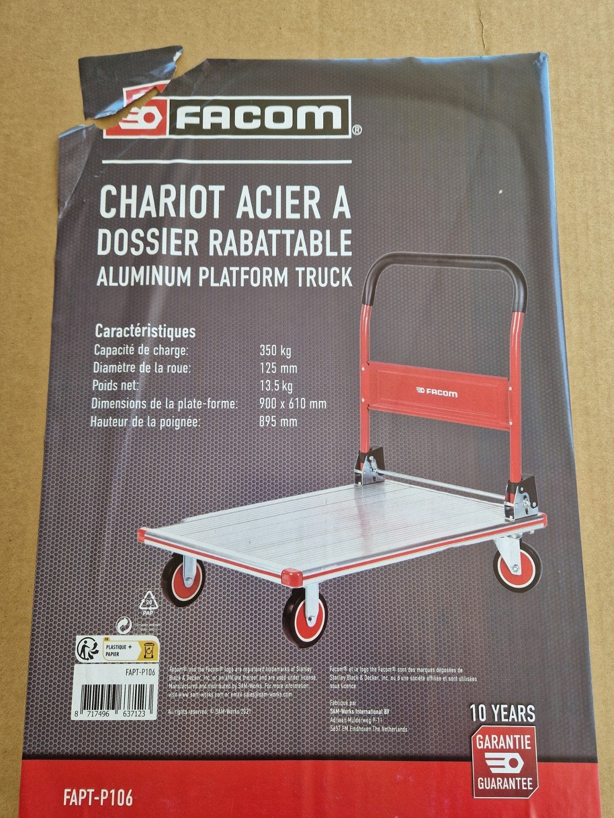 Facom transportkar plateauwagen, 100 liter of meer, Ophalen of Verzenden, Nieuw, Transportkar