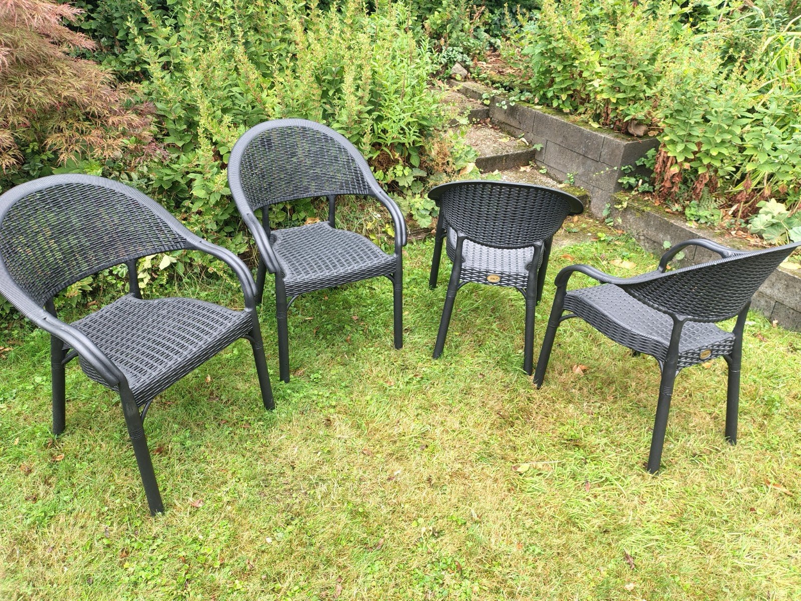 4x Zwarte Wicker Tuinstoelen - nieuw, Tuin en Terras, Tuinstoelen, Ophalen, Nieuw, Wicker, Stapelbaar