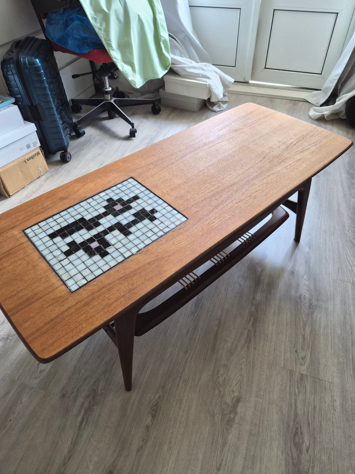 Louis van Teeffelen salontafel met mozaïek, Ophalen, Mid-century modern, Vintage, Gebruikt, 100 tot 150 cm