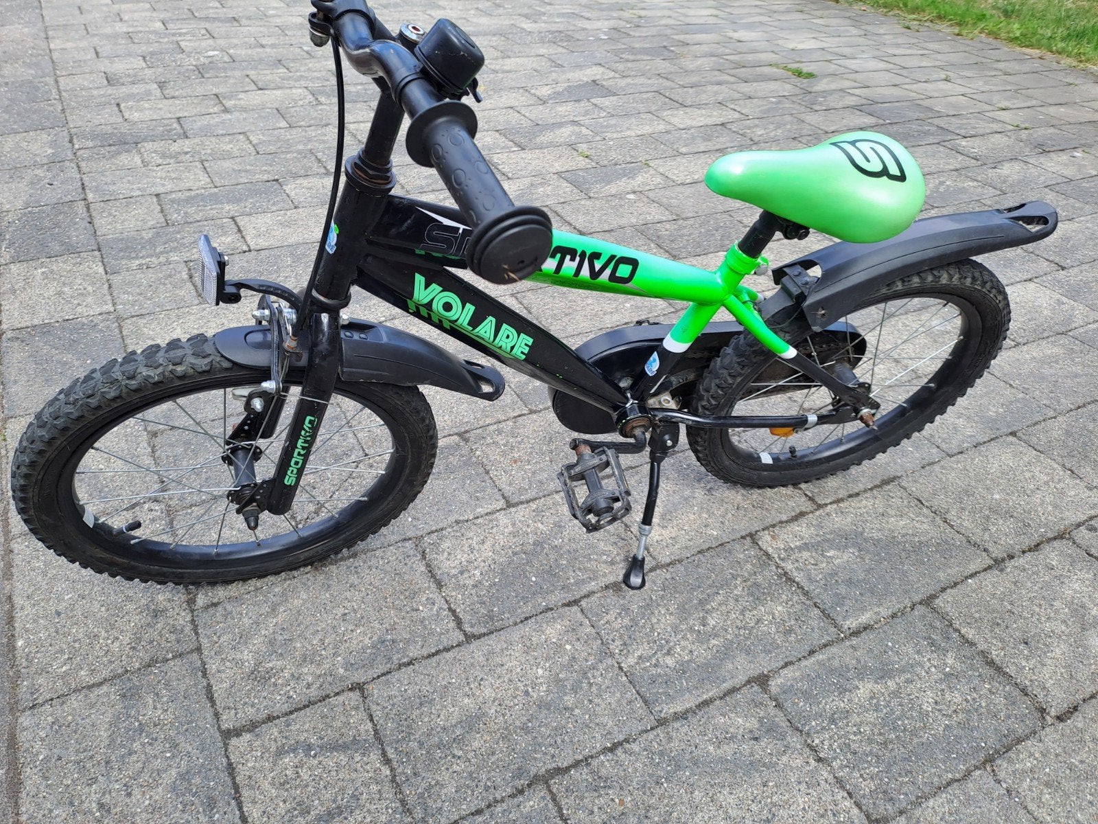 Volare Sportivo Kinderfiets 18 inch - Zwart/Groen, Ophalen, Gebruikt, 16 tot 20 inch