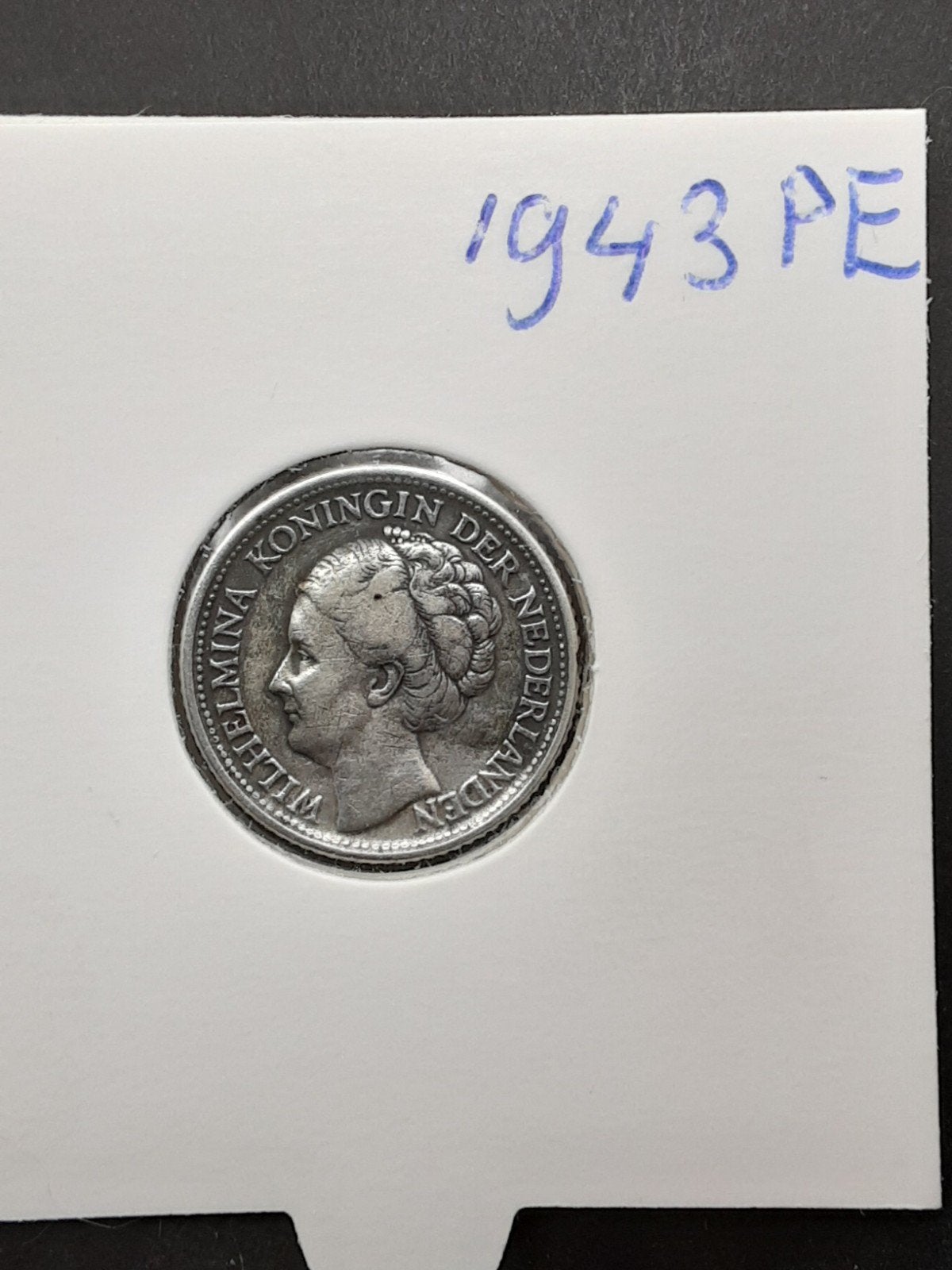 25 cent 1943 PE koningin Wilhelmina, Zilver, 25 cent, Ophalen of Verzenden, Koningin Wilhelmina