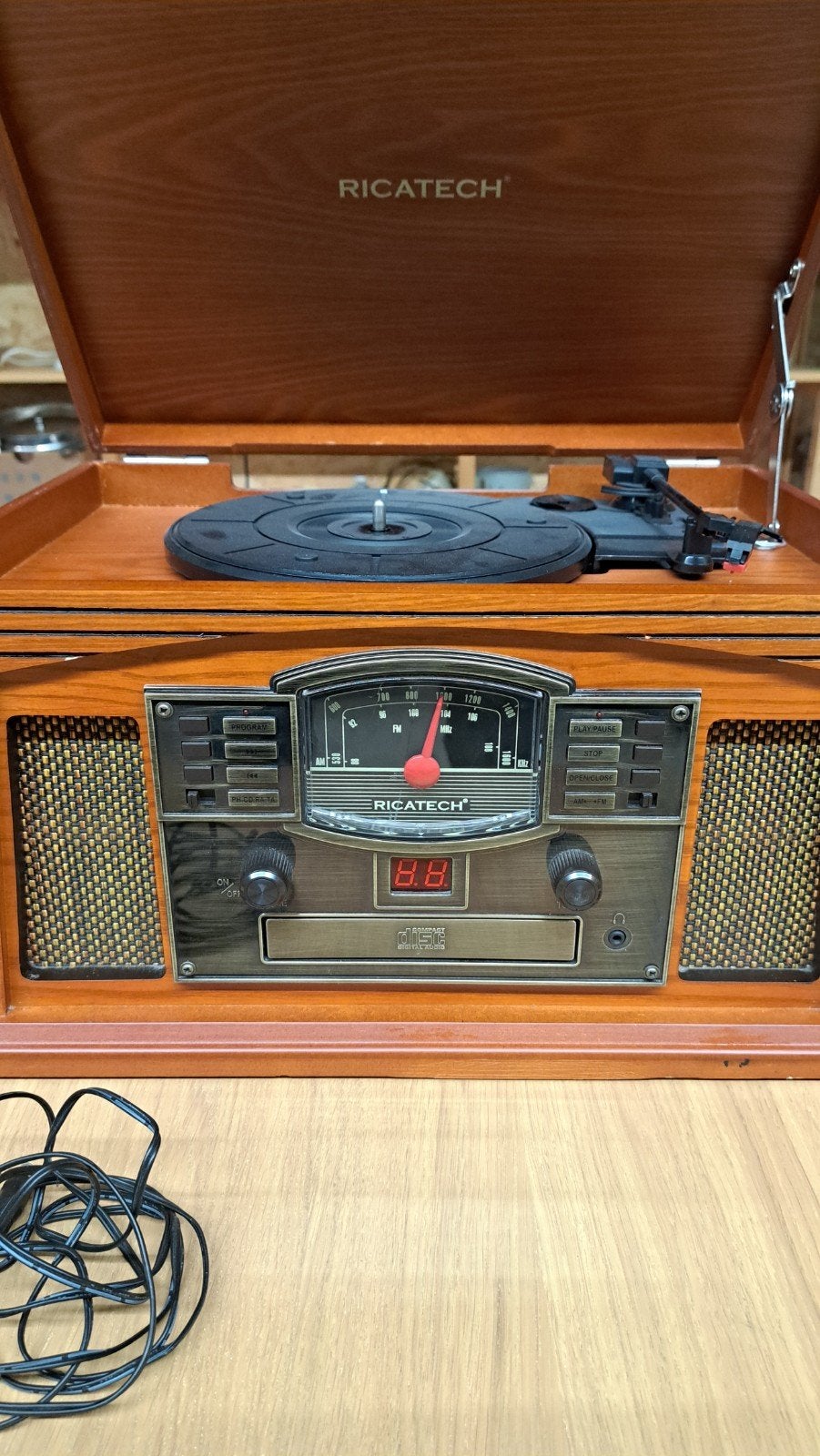Ricatech RMC200 Cambridge: Retro Muziekcentrum 4-in-1, Ophalen of Verzenden, Zo goed als nieuw, Platenspeler, Overige merken