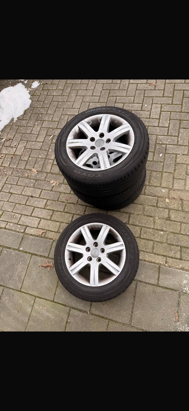 Originele Audi A3 16 inch lichtmetalen velgen + Toyo banden, Auto-onderdelen, Ophalen, 16 inch, 205 mm, Zomerbanden