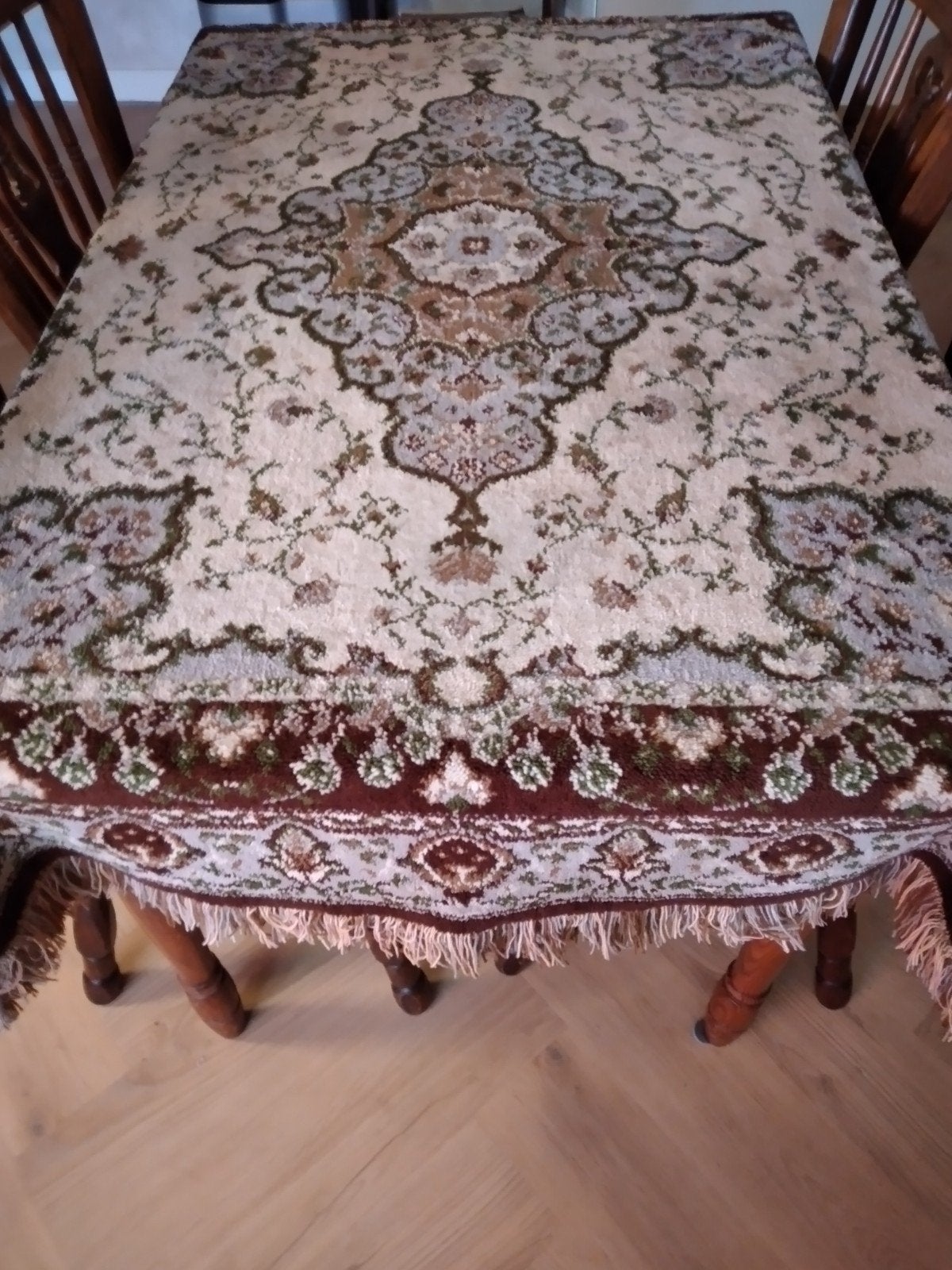 tafelkleed, Gebruikt, Vintage Perzisch, 150 tot 200 cm, Bruin