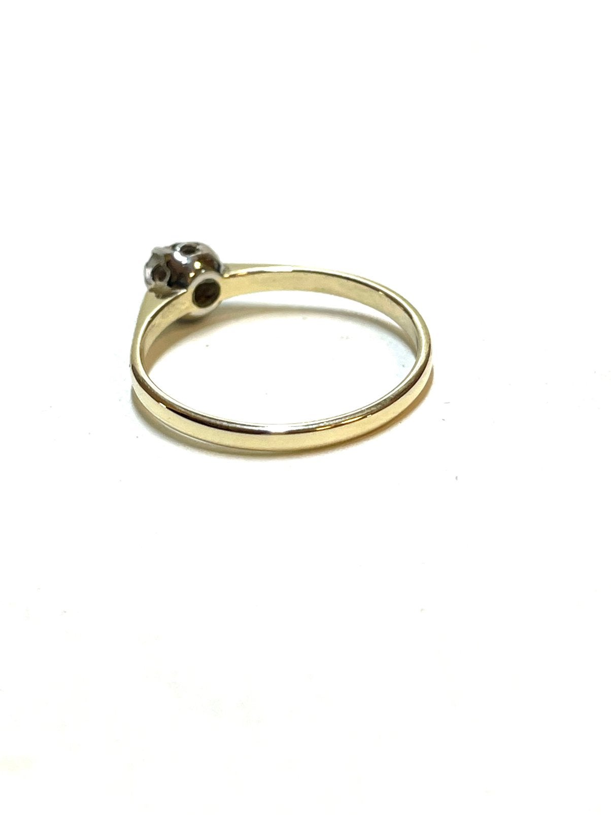 14k geel en witgouden ring met een diamant, -, -, Ophalen of Verzenden, Zo goed als nieuw