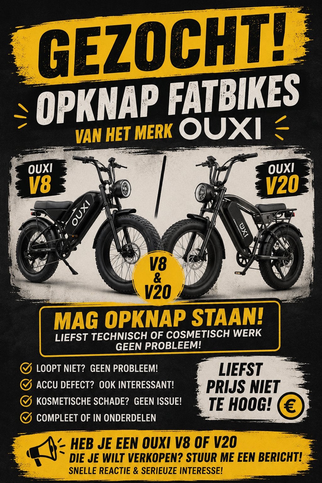 Gezocht Opknap fatbikes, Ophalen, Zo goed als nieuw