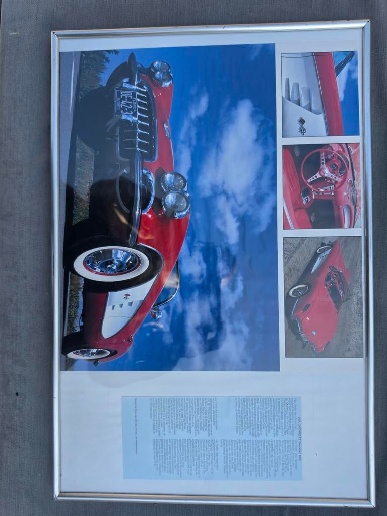 Ingelijste foto Corvette 1959 - Klassieke auto, Gebruikt, 50 tot 75 cm, Ophalen of Verzenden, Foto of Poster