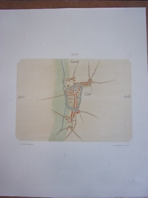 Echt. Plattegrond van de stad door Jacob van Deventer, Cartografie, Ophalen of Verzenden, Origineel, 29 cm