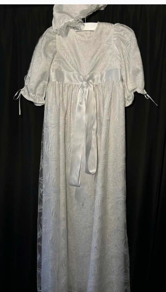 Antieke franse doopjurk, wit, 95 cm met mutsje, Antiek en Kunst, Antiek | Kleding en Accessoires, Ophalen of Verzenden, Kinderen