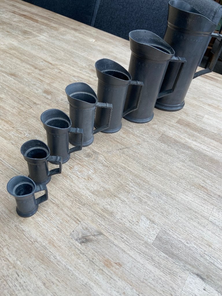 tinnen kannetjes 7 stuks, Antiek en Kunst, Verzenden