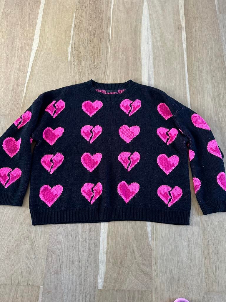 SHEIN hartjes trui, Kleding | Dames, Truien en Vesten, Ophalen of Verzenden, Gedragen, Maat 46/48 (XL) of groter, Zwart