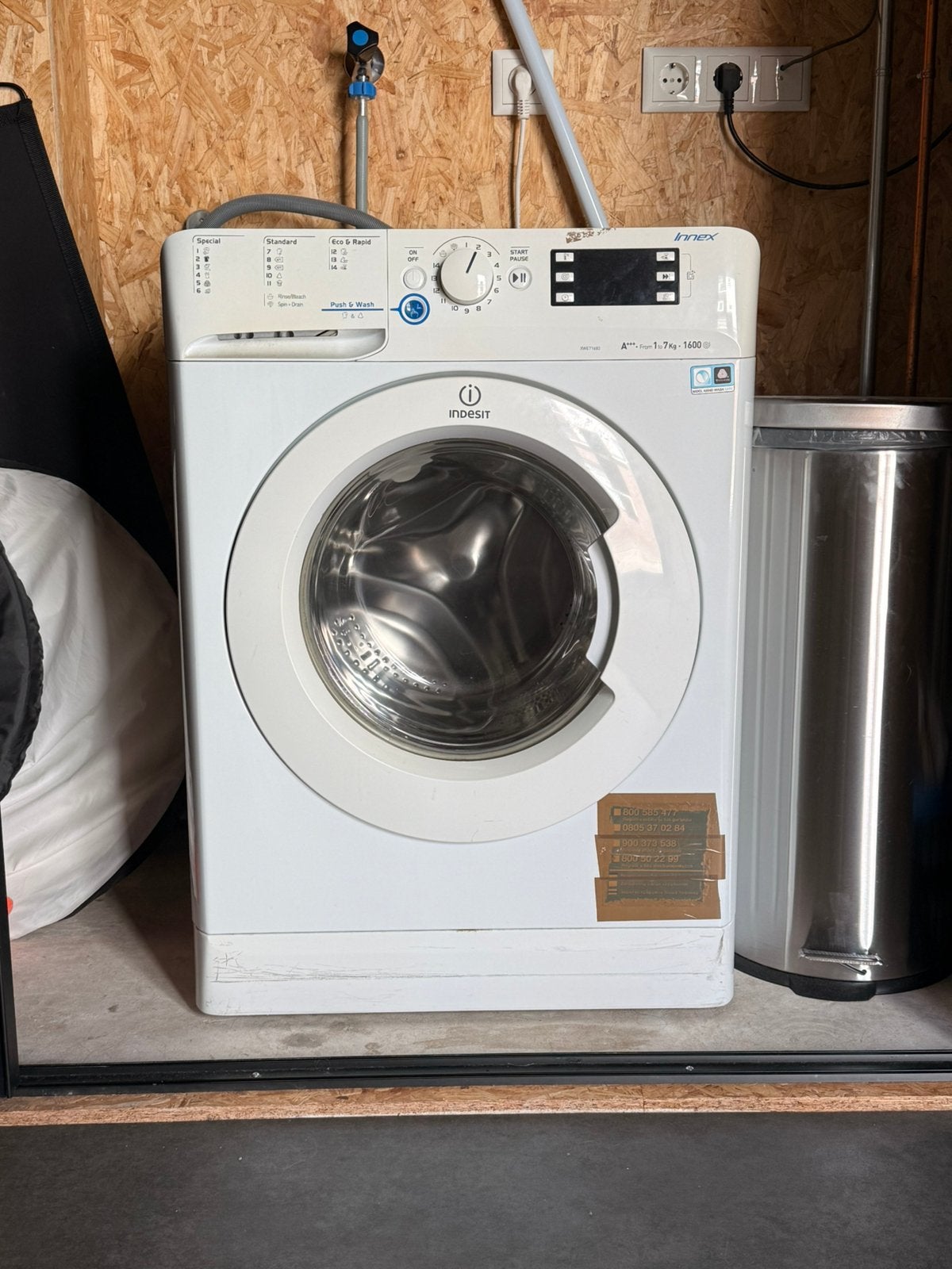 Wasmachine Indeset 7kg, Ophalen, Gebruikt, Voorlader, Kort programma