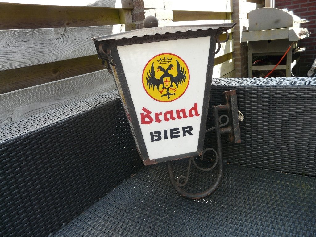 EEN ORIGINELE BRAND-BIER LAMP., Ophalen, Gebruikt, Staal, Overige typen