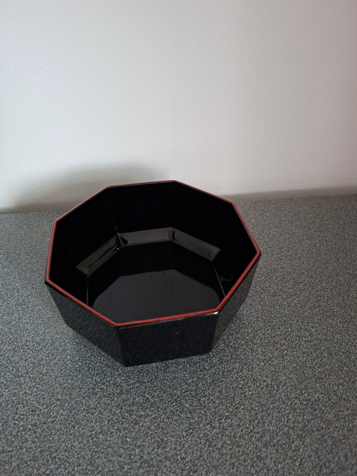 Arcoroc octime vintage jaren 80 zwarte achthoekige schaal me, Gebruikt, Vintage, Ophalen of Verzenden, Glas
