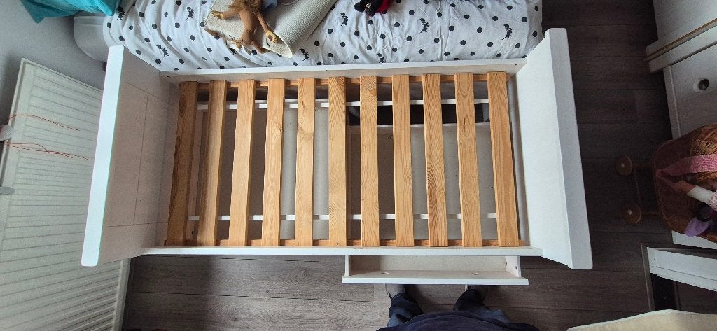 Kinderbed 160x70 cm fris wit/crème 2l | Nette staat, Ophalen, Gebruikt, 140 tot 160 cm, Lattenbodem