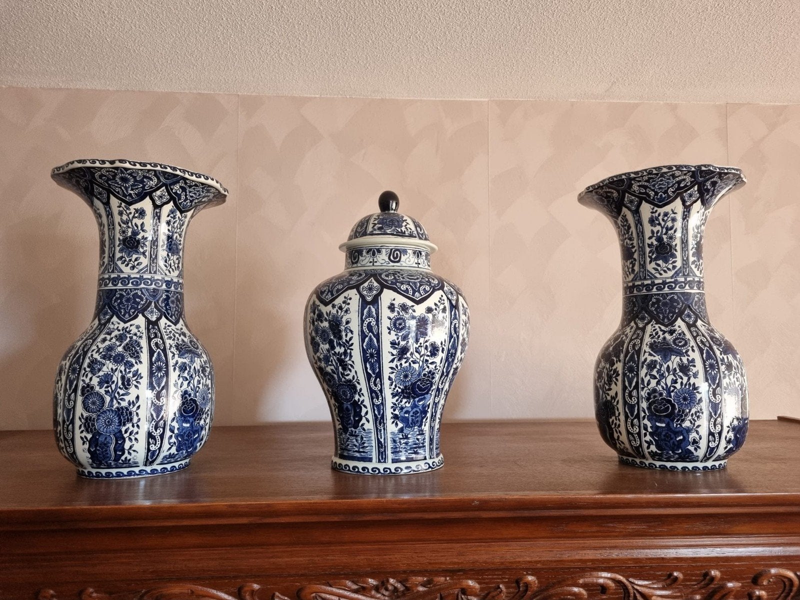 Prachtig Delfts Blauw Vazen Set - Royal Sphinx Maastricht, Antiek en Kunst, Antiek | Vazen, Ophalen