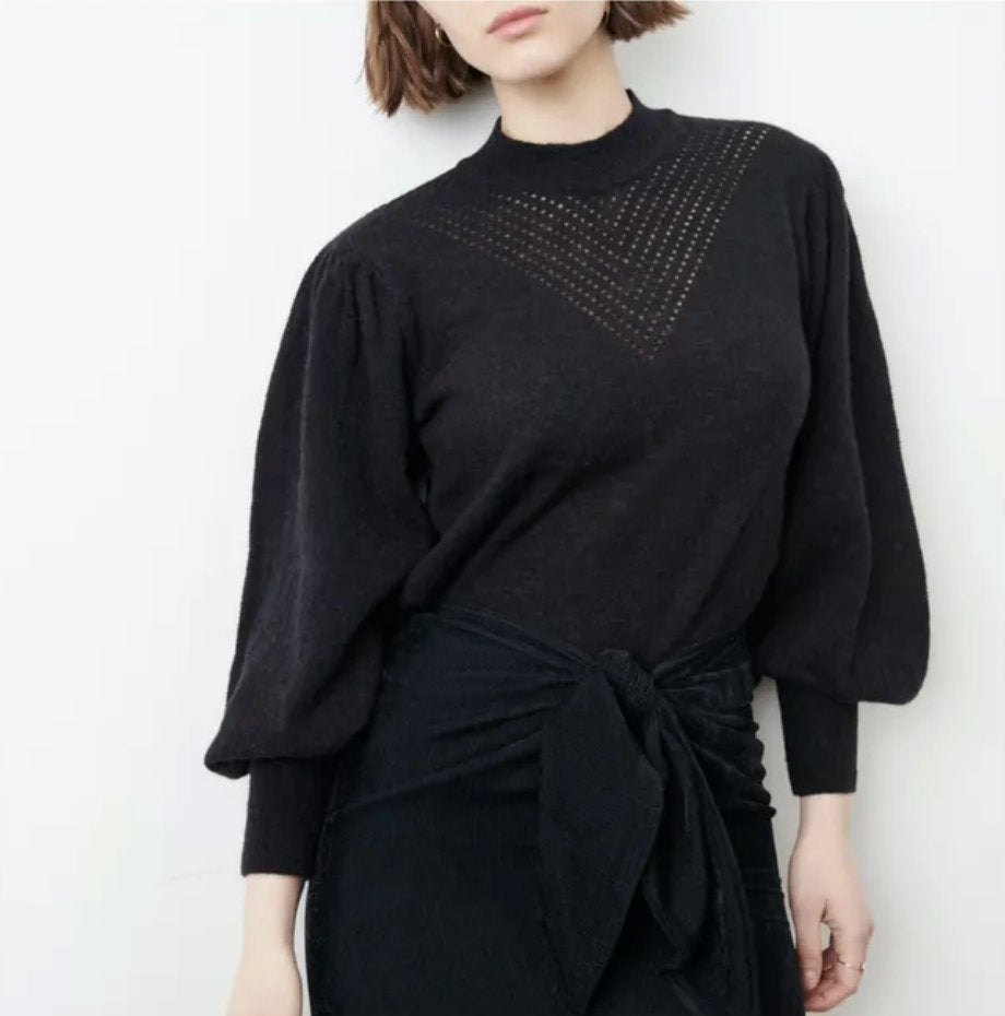verfijnde zwarte trui Sessun mt S/XS alpaca/wolmix, Verzenden, Zo goed als nieuw, Maat 34 (XS) of kleiner, Sessun